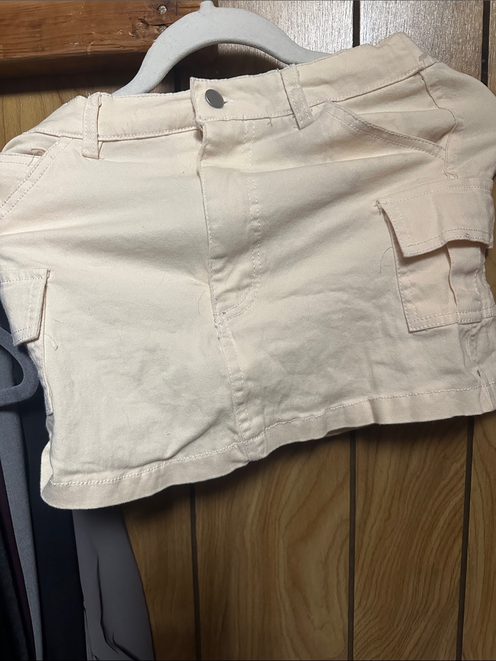 Stella Tweed Cream Cargo Skirt for Kids